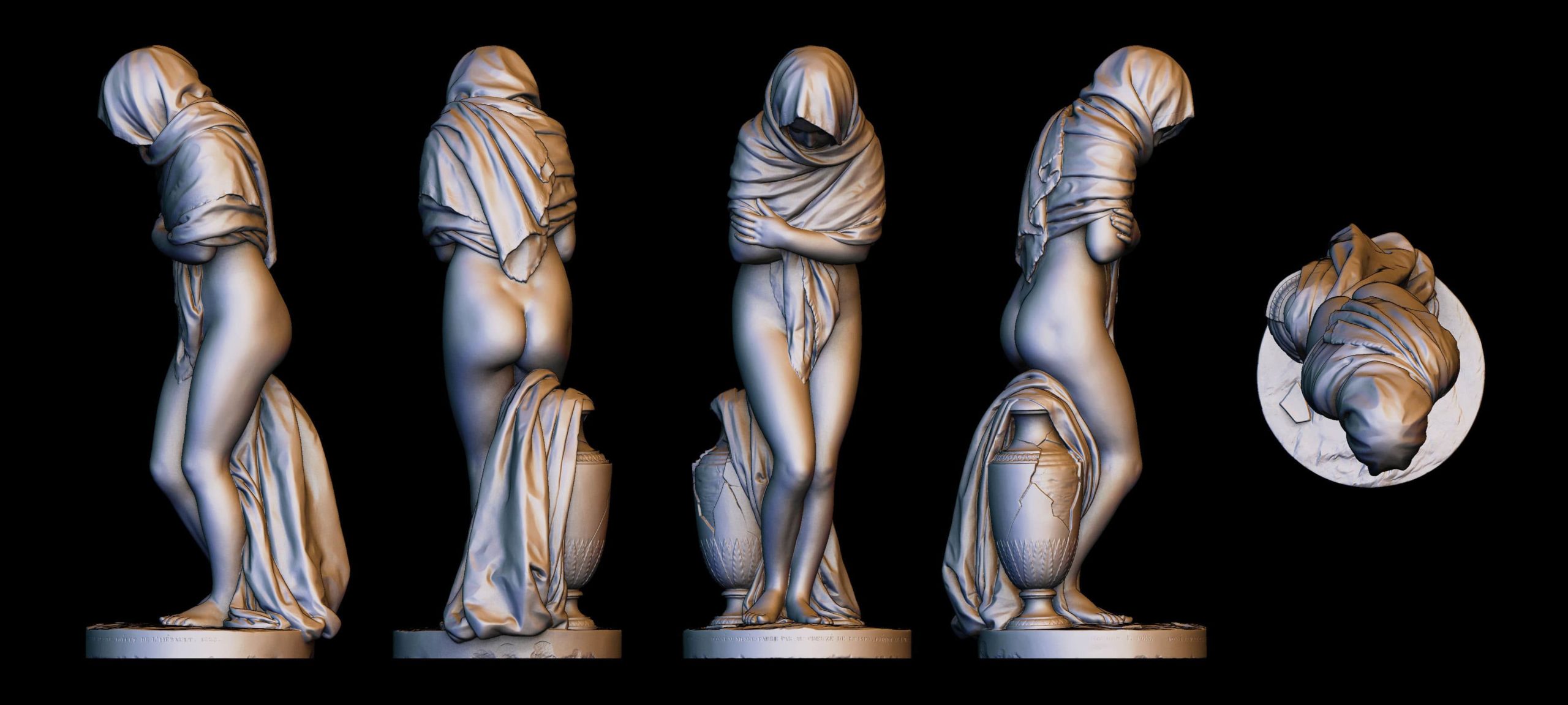 3D conceptualization of "Winter" by Houdon - © Tactile Studio