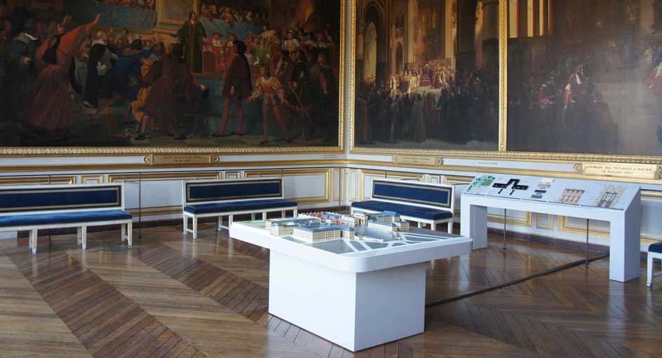 chateau-de-versailles-model-architektonisch-palast-bilder-relief-retro-beleuchtet
