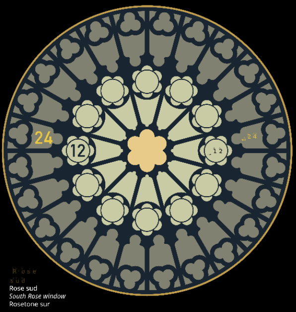 Détail de la station dédiée aux roses du transept. La rose sud illustre la création du monde selon la bible. Crédits : Riccardo Leone.